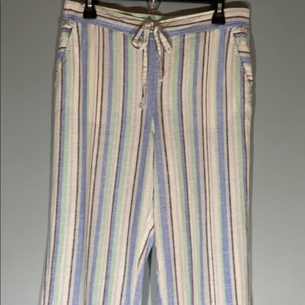 Vince Camuto Linen Striped Wide Legged Pants